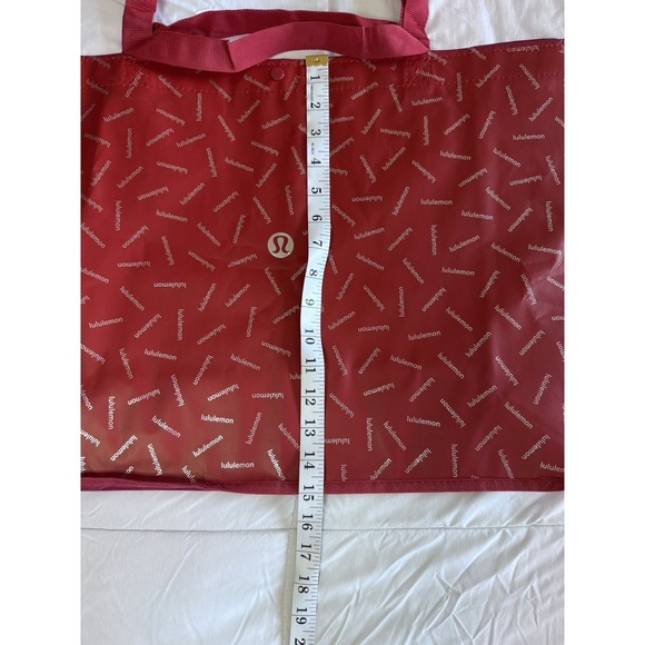 Lululemon Reusable Shopping Gift Bag Tote Yoga Logo 21"x 15 Red Silver New - Picture 3 of 7